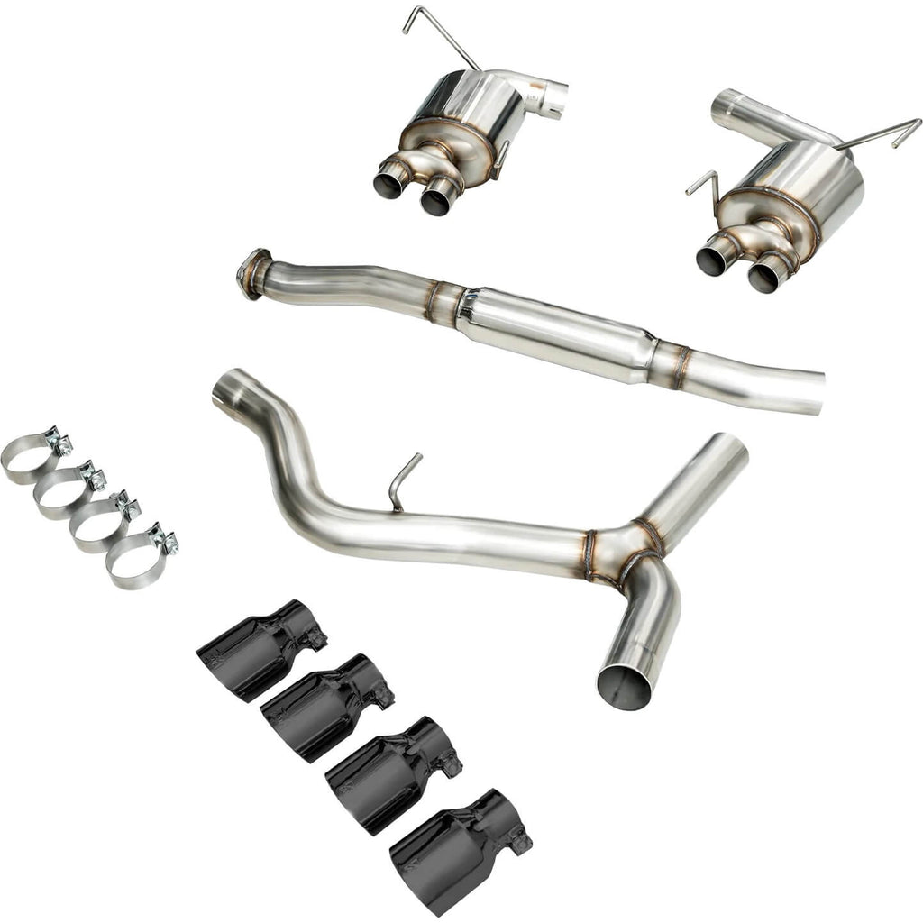 AWE Touring Edition Cat-Back Exhaust System w/ 102mm Diamond Black Tips, 2015-2021 STi & 2015-2021 WRX - Angle 3