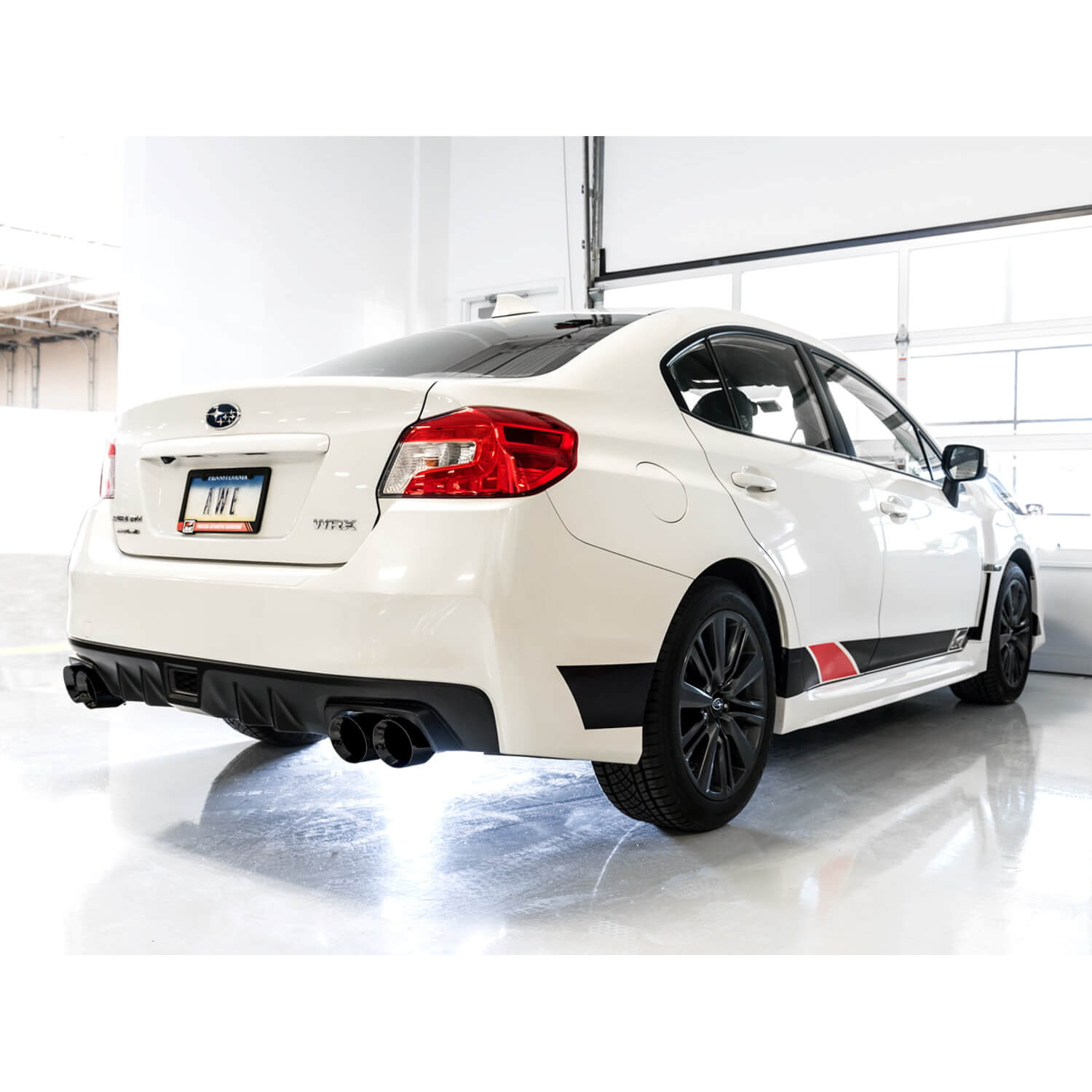 AWE Touring Edition Cat-Back Exhaust System w/ 102mm Diamond Black Tips, 2015-2021 STi & 2015-2021 WRX - Angle 4
