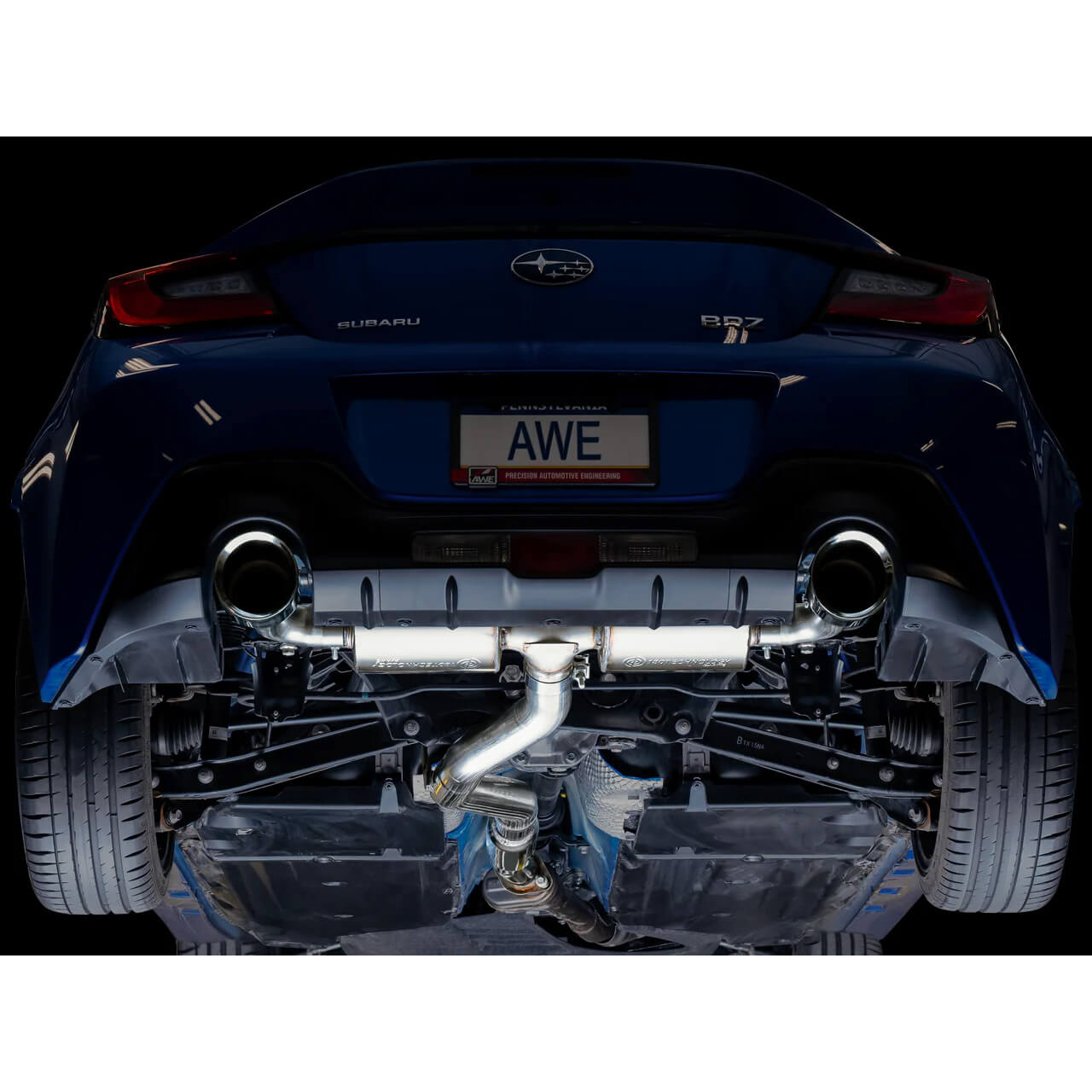 AWE Touring Edition Cat-Back Exhaust System w/ Chrome Silver Tips, 2013-2026 BRZ/FR-S/86/GR86 - Angle 3