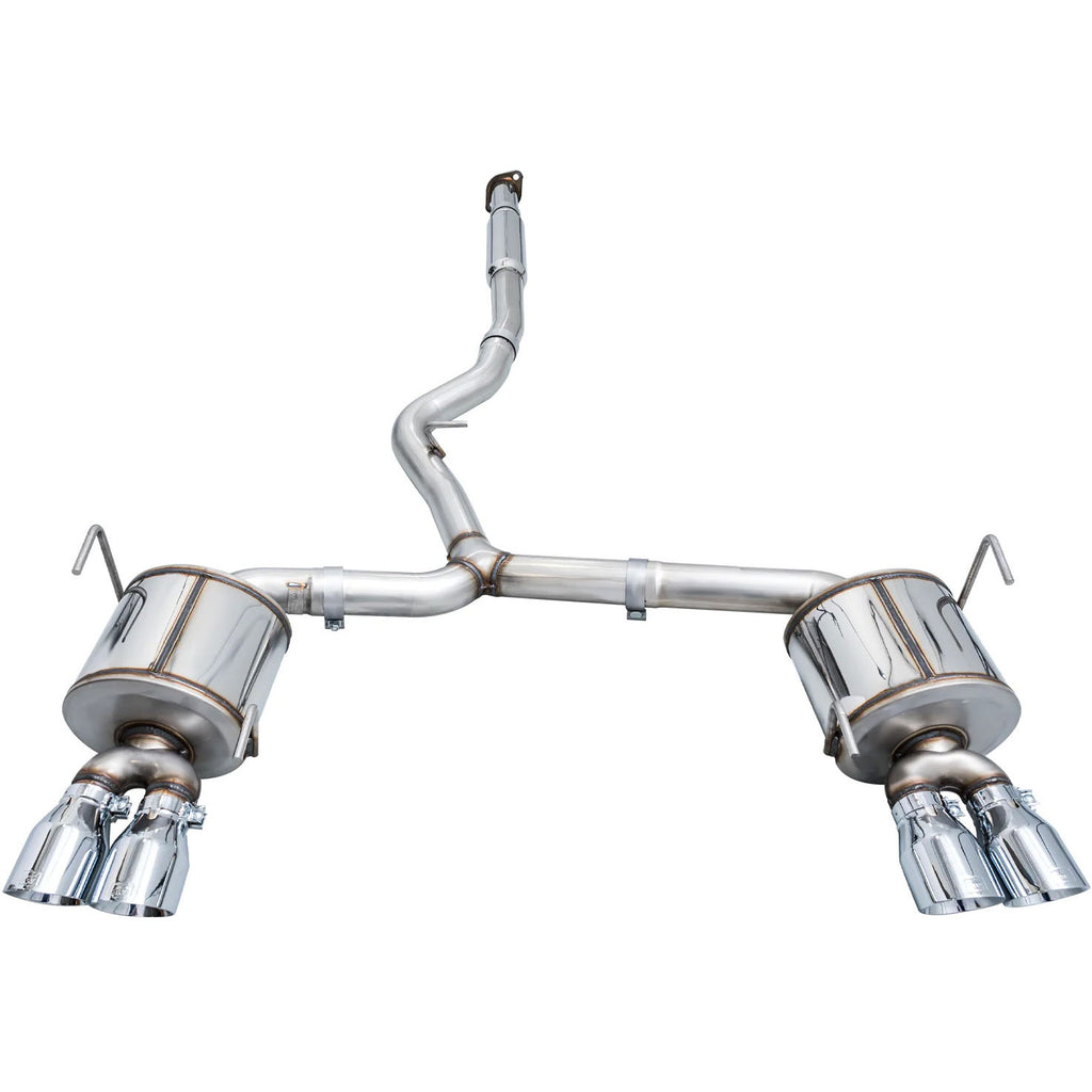 AWE Touring Edition Cat-Back Exhaust System w/ Chrome Silver Tips, 2022-2026 WRX - Angle 4