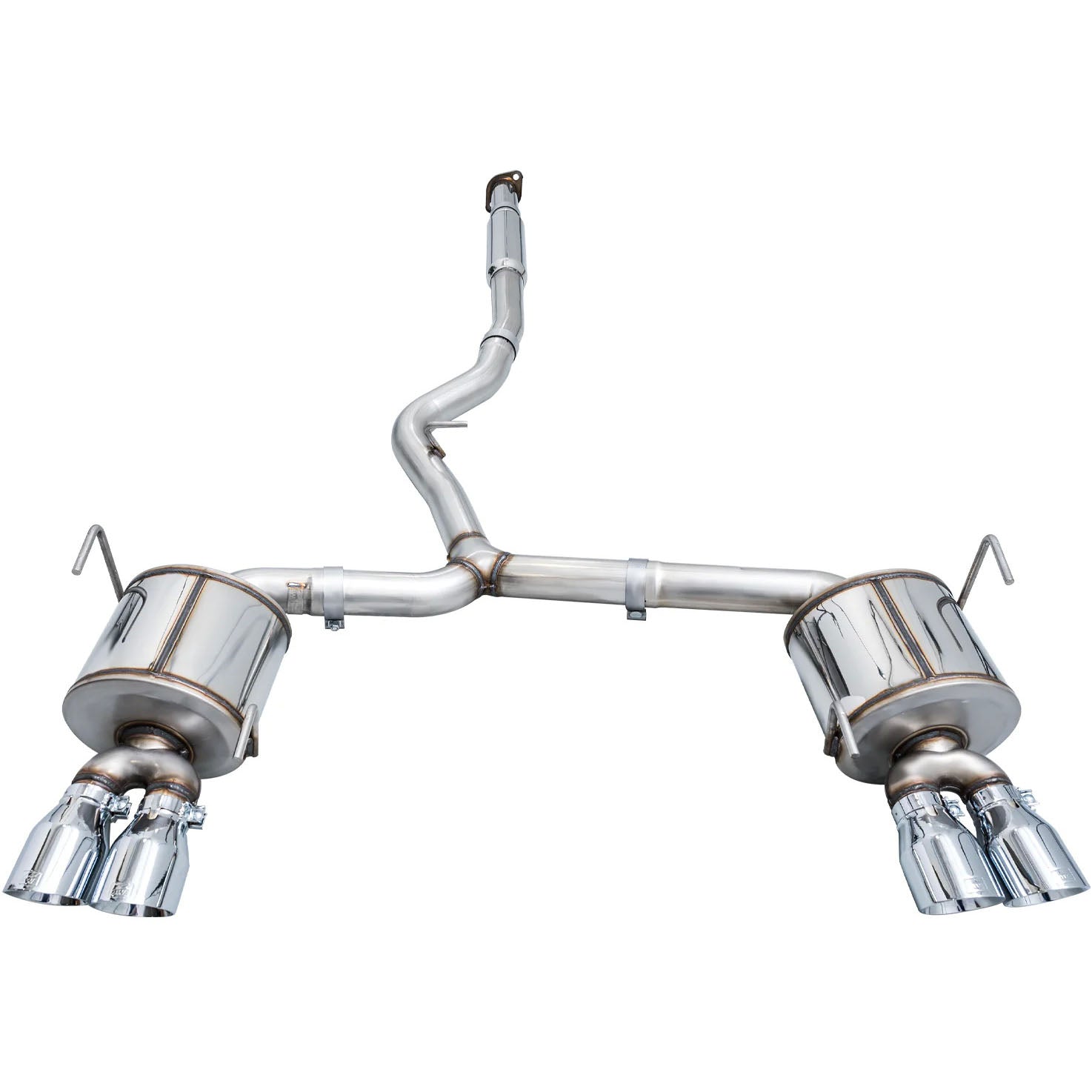 AWE Touring Edition Cat-Back Exhaust System w/ Chrome Silver Tips, 2022-2026 WRX - Angle 4