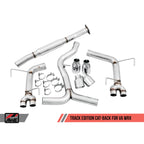 AWE Track Edition Cat-Back Exhaust System w/ 102mm Chrome Silver Tips, 2015-2021 STi & 2015-2021 WRX - Angle 3