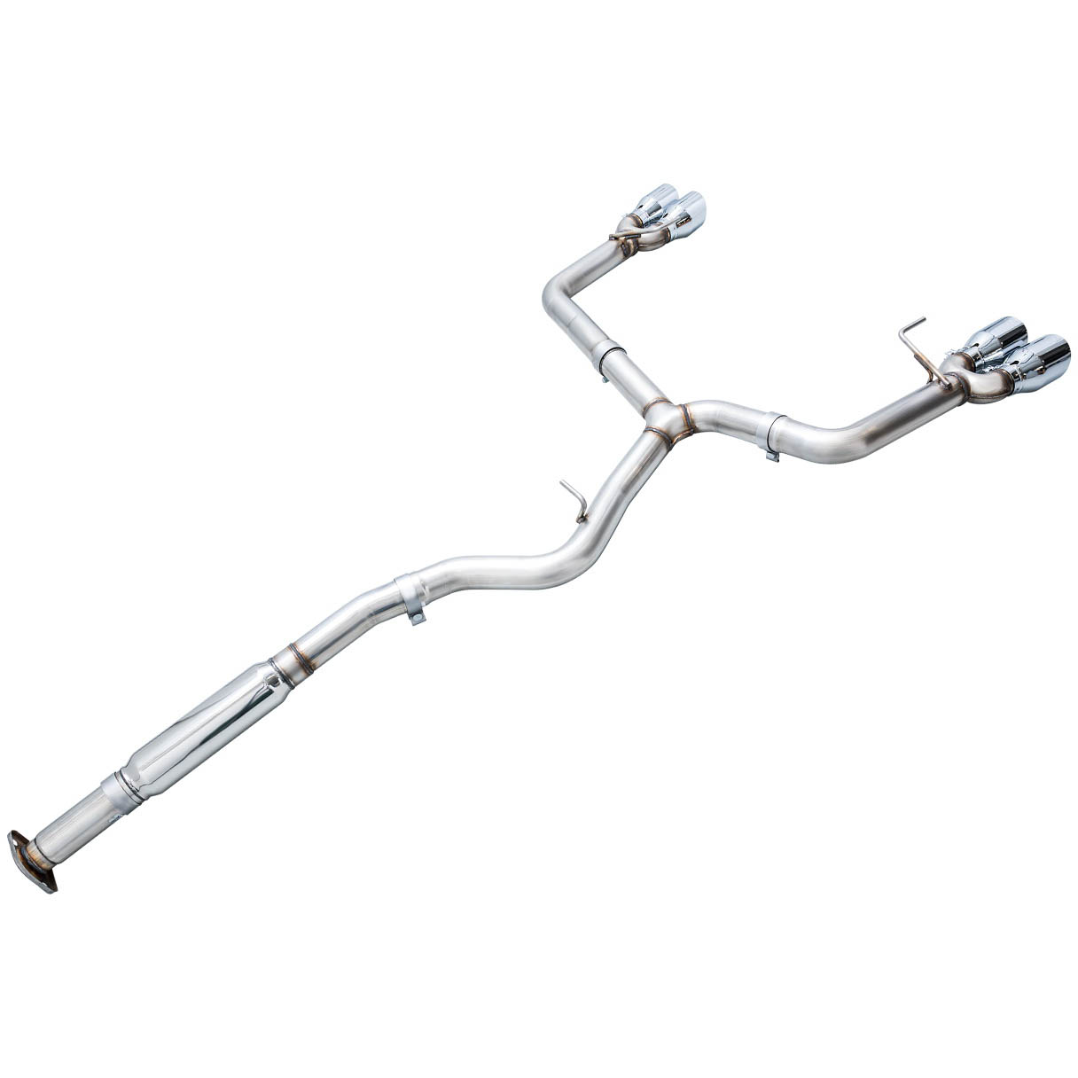 AWE Track Edition Cat-Back Exhaust System w/ 102mm Chrome Silver Tips, 2022-2026 WRX - Angle 2