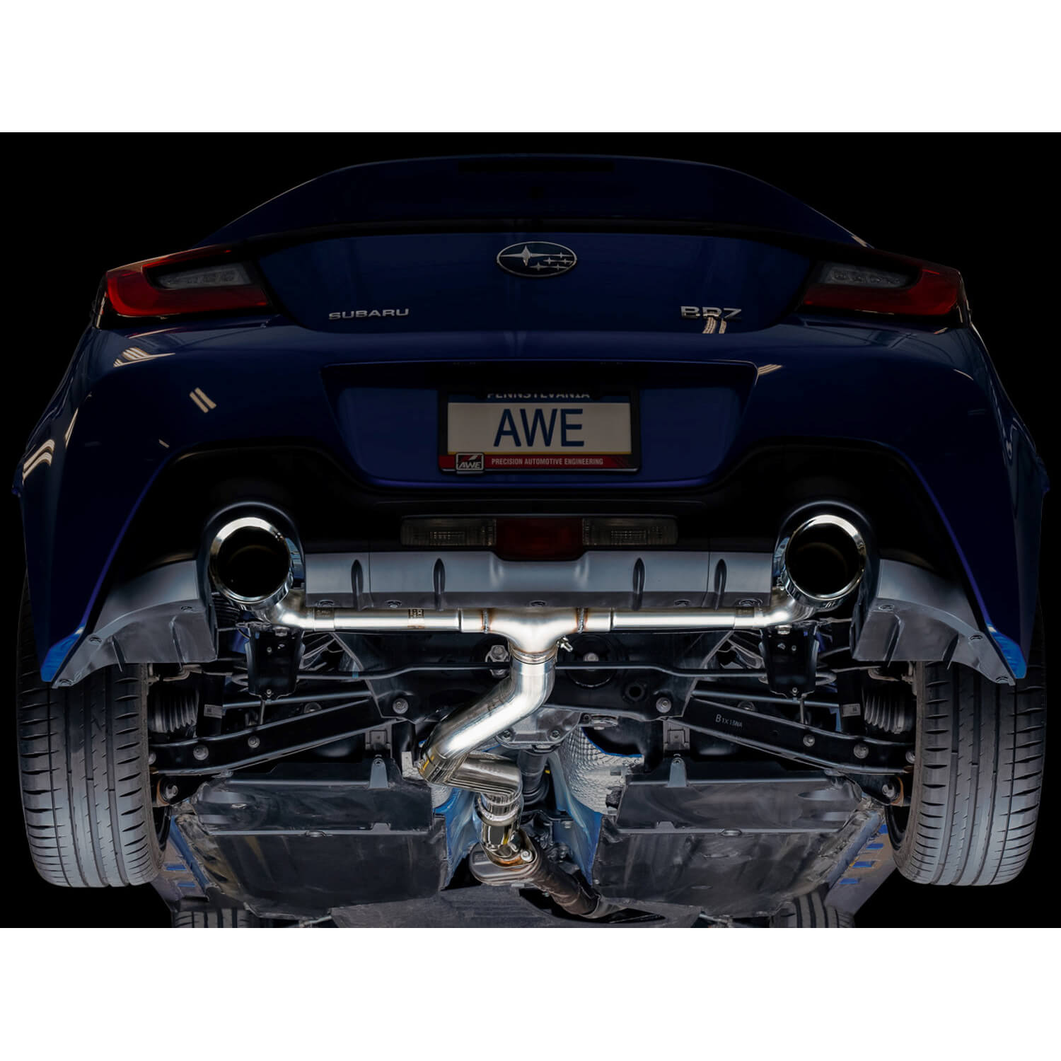 AWE Track Edition Cat-Back Exhaust System w/ Chrome Silver Tips, 2013-2026 BRZ/FR-S/86/GR86 - Angle 5