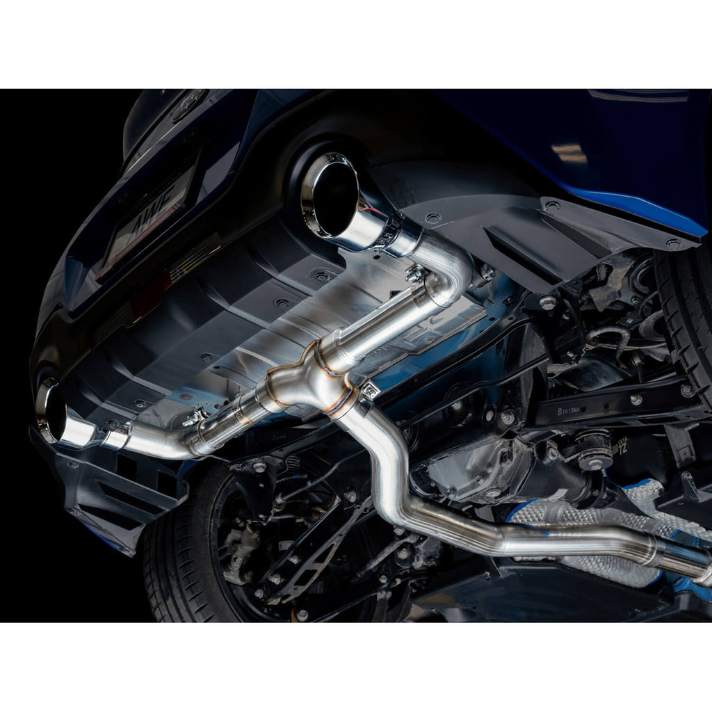 AWE Track Edition Cat-Back Exhaust System w/ Chrome Silver Tips, 2013-2026 BRZ/FR-S/86/GR86 - Angle 6