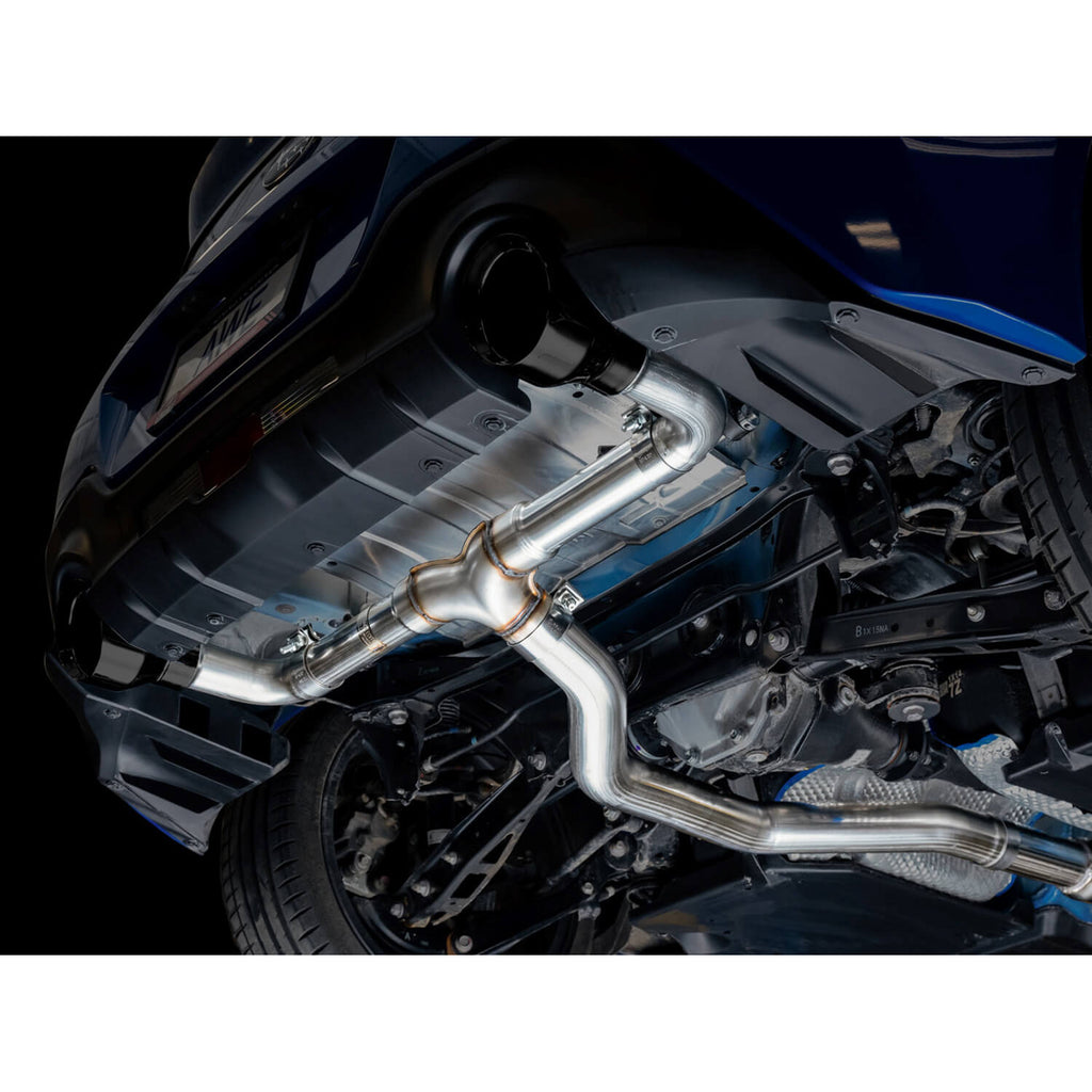 AWE Track Edition Cat-Back Exhaust System w/ Diamond Black Tips, 2013-2026 BRZ/FR-S/86/GR86 - Angle 6