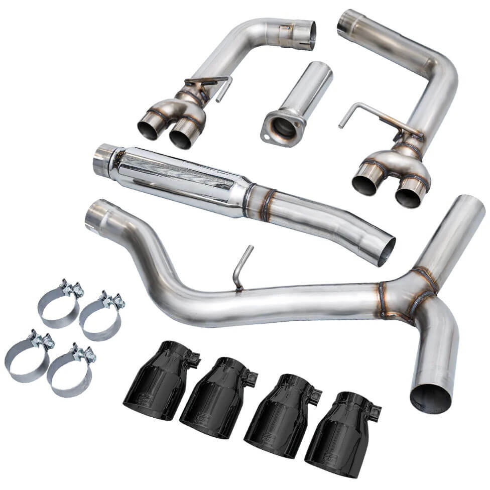 AWE Track Edition Cat-Back Exhaust System w/ Diamond Black Tips, 2022-2026 WRX - Angle 3
