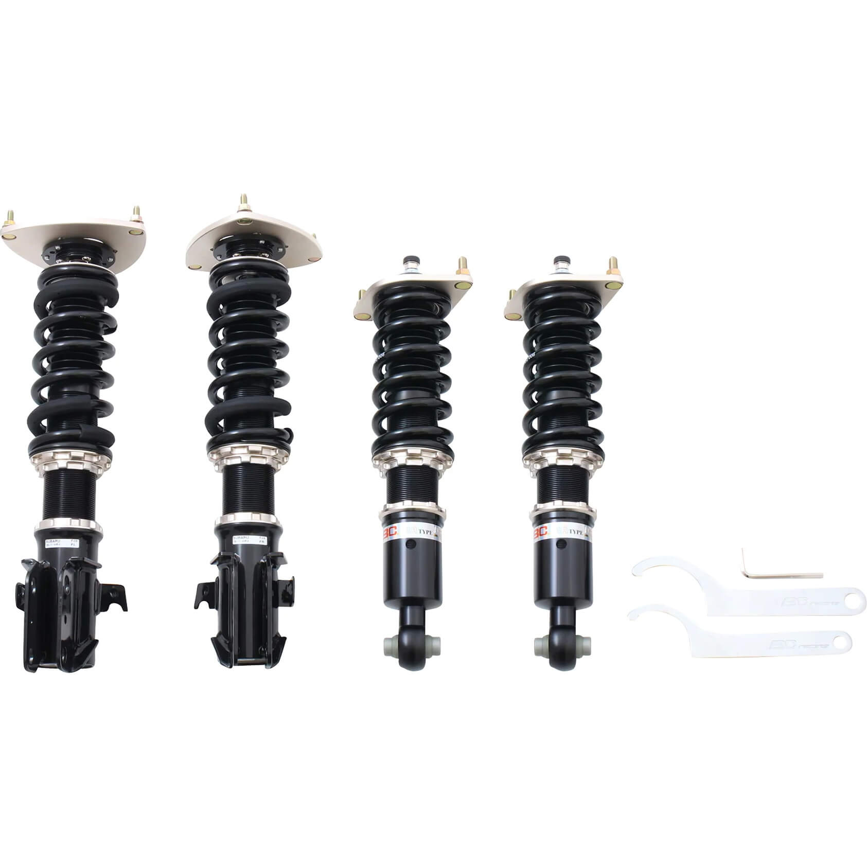 BC Racing BR Series Coilovers w/ F Camber Plates (8K/8K F/R), 2008-2014 WRX