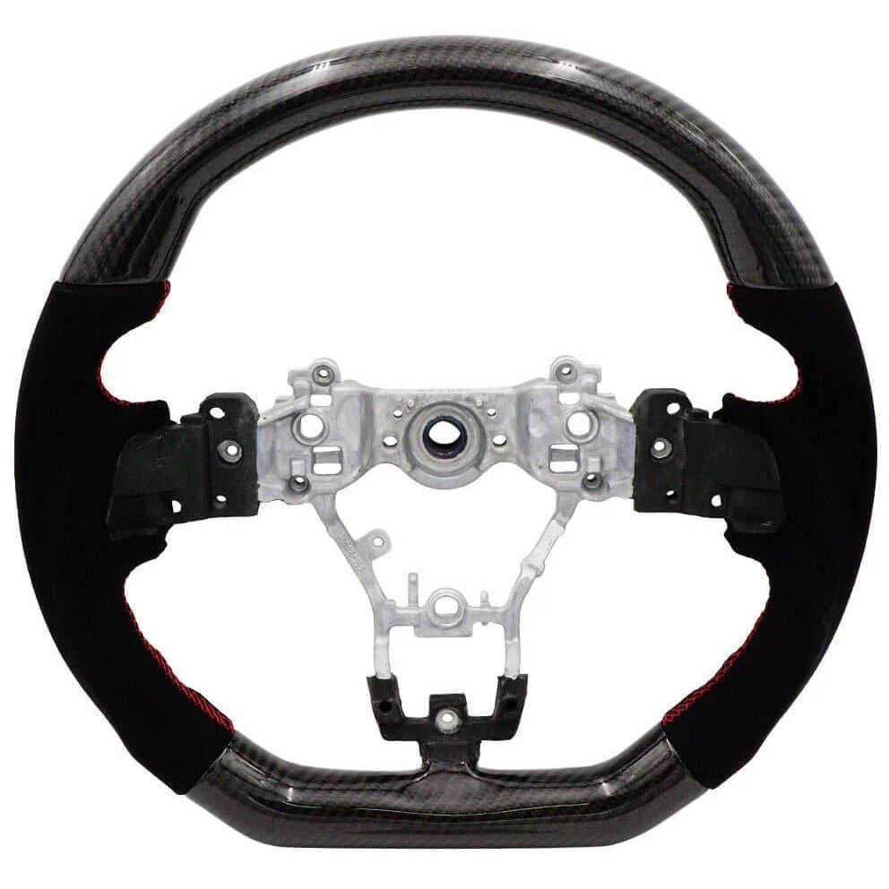 BLOX Racing Carbon/Alcantara Steering Wheel w/ Red Stitching, 2015-2021 WRX & STi