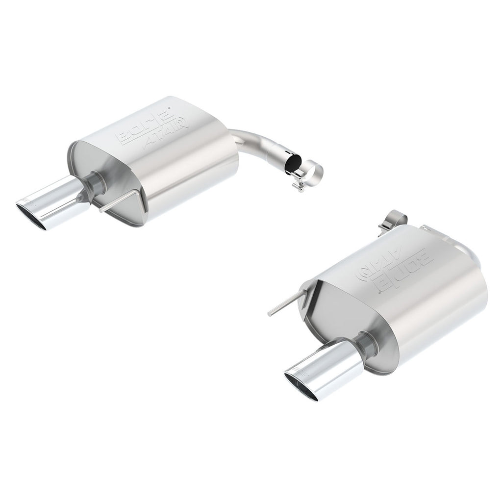 Borla ATAK Axle-Back Exhaust System w/ 4in Polished Tips, 2015-2017 Mustang (2.3L/3.7L, Hardtop)