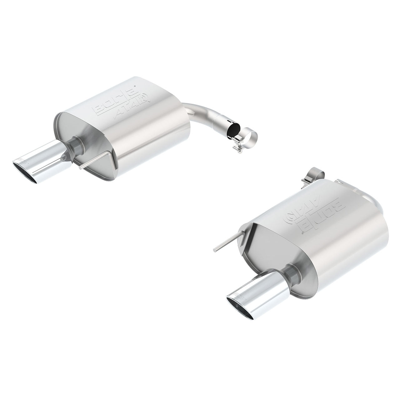 Borla ATAK Axle-Back Exhaust System w/ 4in Polished Tips, 2015-2017 Mustang (2.3L/3.7L, Hardtop)