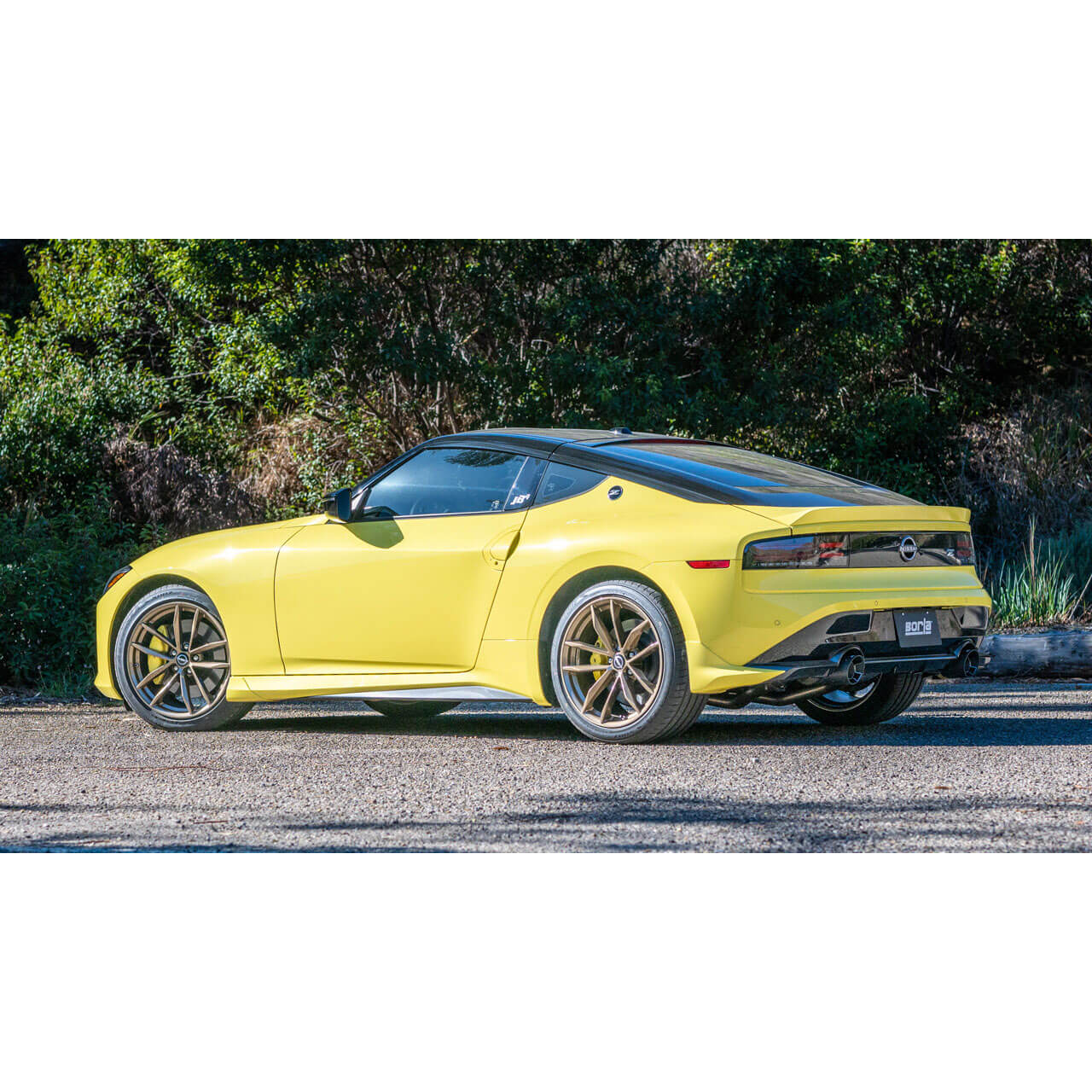 Borla ATAK Cat-Back Exhaust System w/ 4.5in Carbon Fiber Black Anodized Tips, 2023-2025 Nissan Z - Angle 2