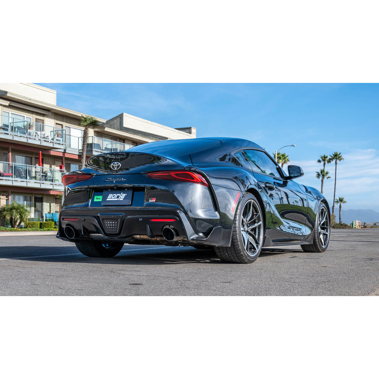 Borla ATAK Cat-Back Exhaust System w/ Black Chrome Tips, 2020-2025 GR Supra - Angle 2