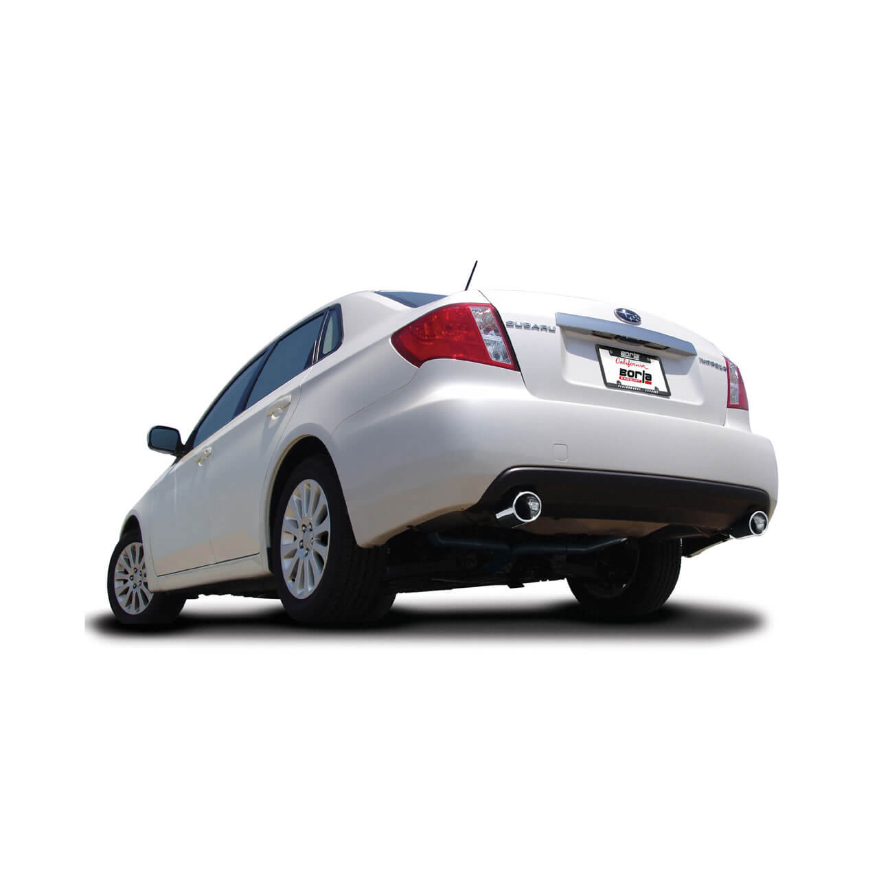 Borla S-Type Cat-Back Exhaust System w/ Dual SS Tips, 2008-2011 Impreza 2.5i Sedan - Angle 2