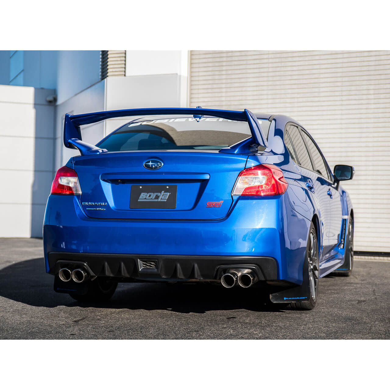 Borla S-Type Cat-Back Exhaust System w/ Quad 3.5in SS Tips, 2015-2021 STi & 2015-2021 WRX - Angle 2