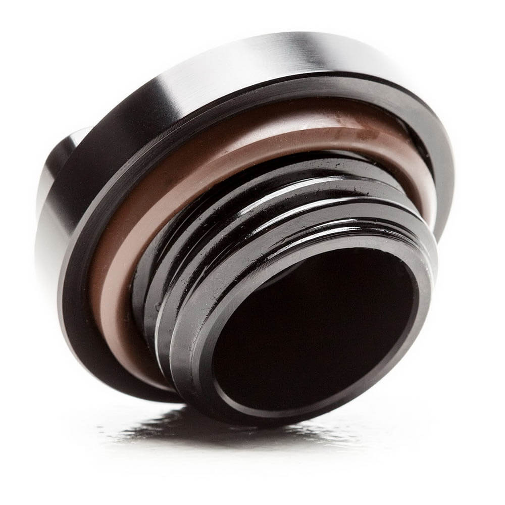 COBB 710 Series Aluminum Oil Cap (Stealth Black Anodized), 2002-2025 WRX/STi & BRZ/FR-S/86 - Angle 2