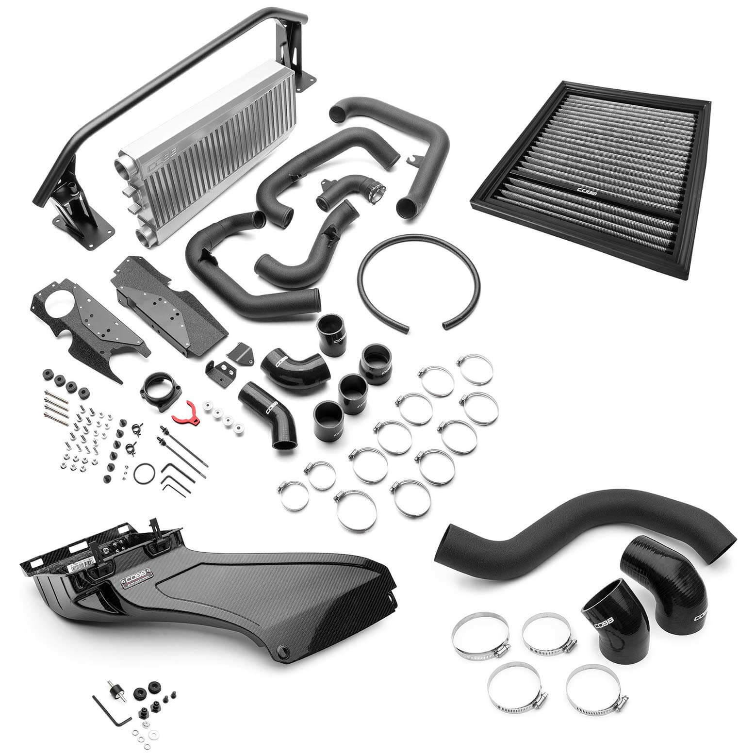 COBB Front Mount Intercooler + Redline Carbon Fiber Intake (Silver), 2022-2025 WRX