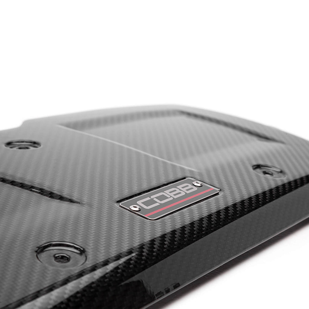COBB Redline Carbon Fiber Engine Cover, 2015-2021 WRX - Angle 3