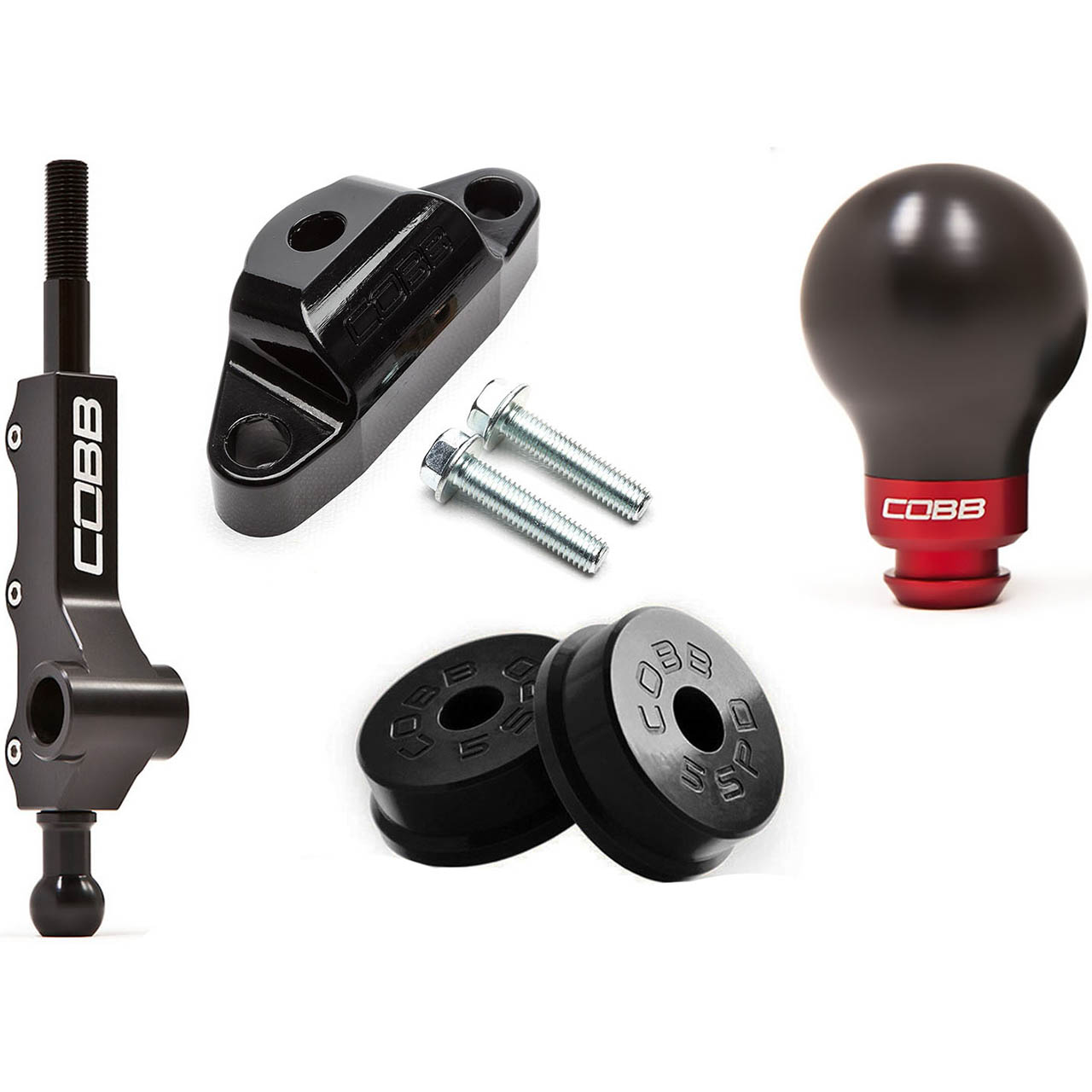 COBB Shifter w/ F&R Bushings & White Knob, 2002-2007 WRX w/ OE Short Shifter