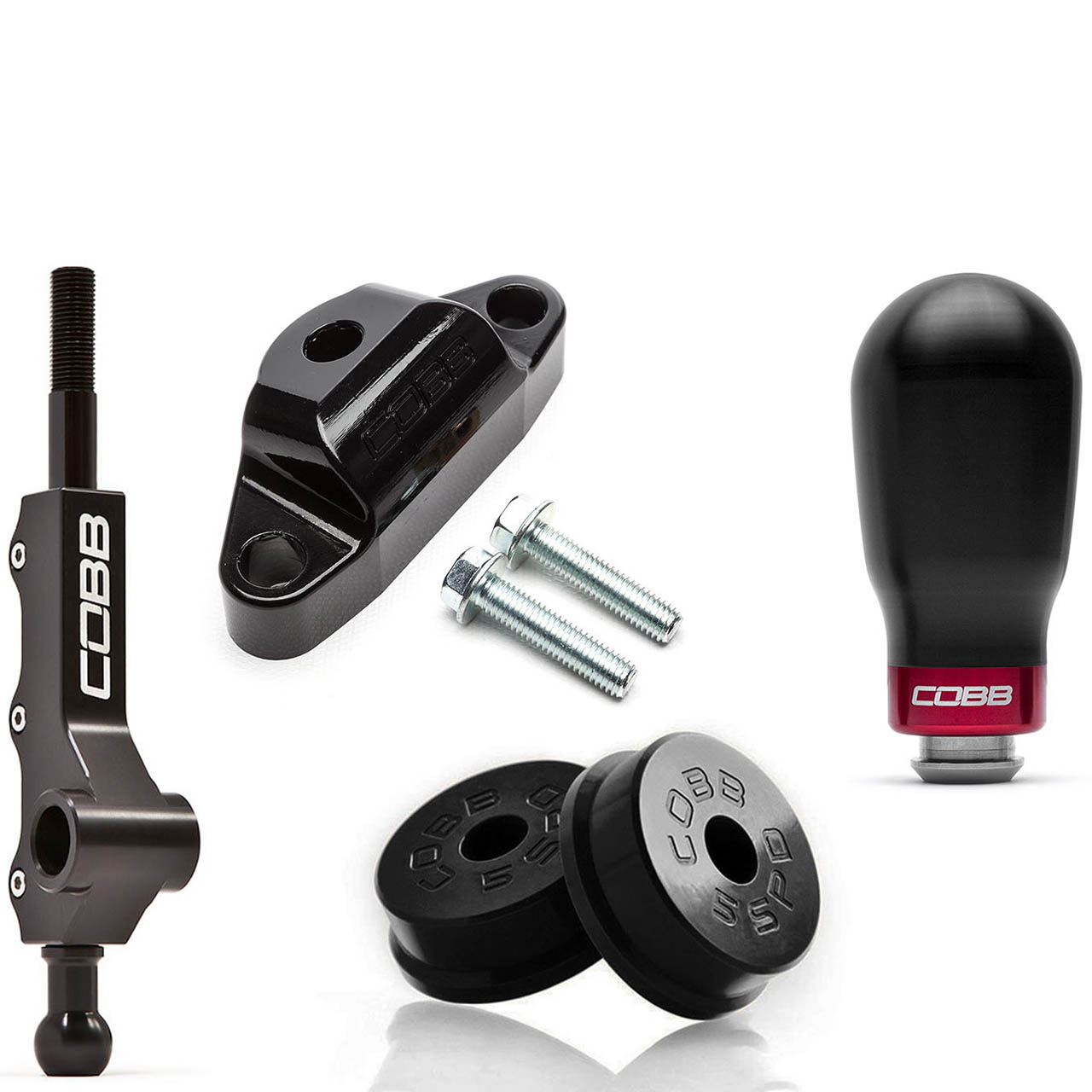 COBB Stage 1+ Shifter Pack Tall Weighted Knob, Black w/ Black|Red, 2002-2007 WRX w/ OE Short Shifter