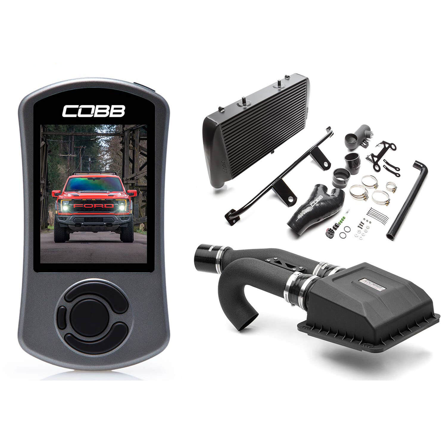 COBB Stage 2 Power Package Black FMIC (w/ HCT Intake), 2021-2023 F-150 Raptor