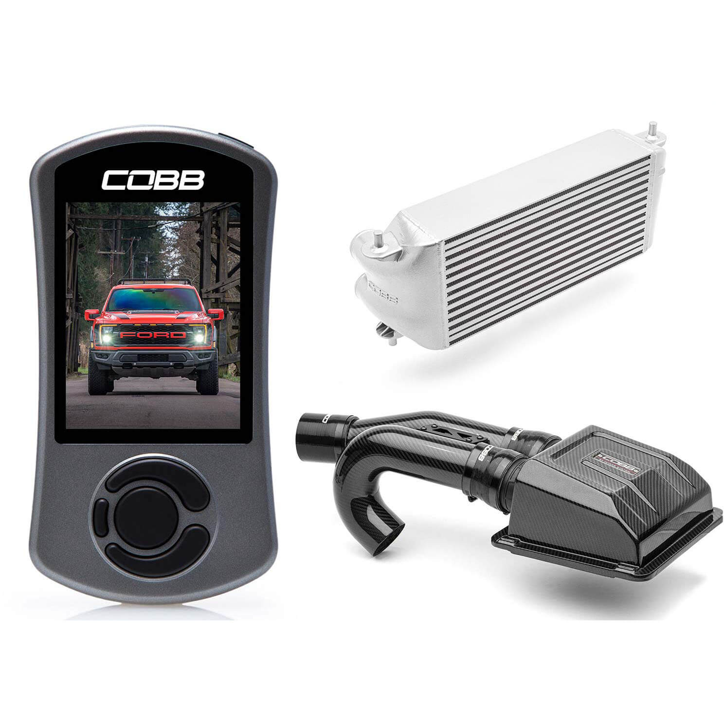 COBB Stage 2 Redline Carbon Fiber Package (Silver Intercooler), 2021-2023 F-150 Raptor