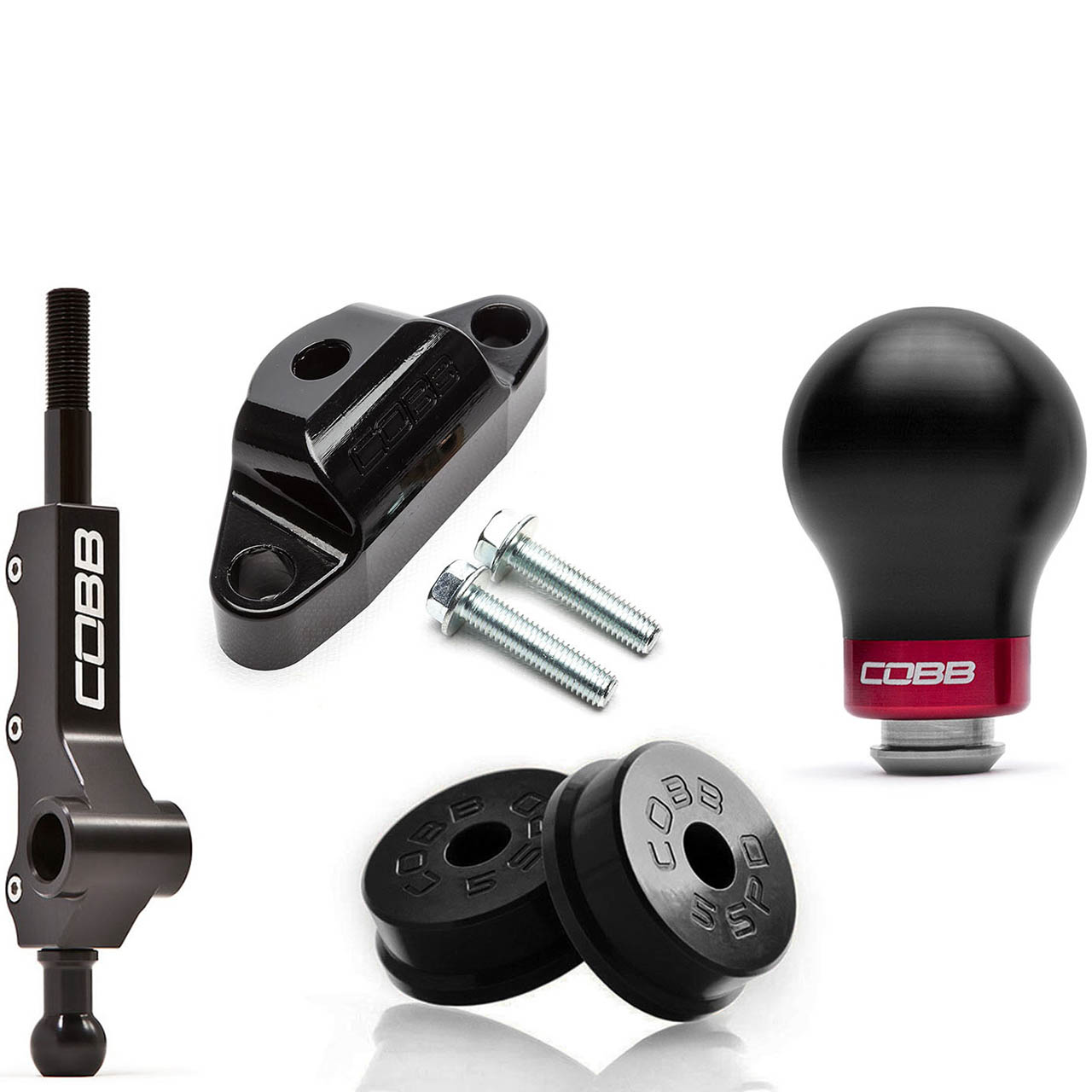 COBB Stealth Black w/ Black & Red Collars, 2002-2007 WRX