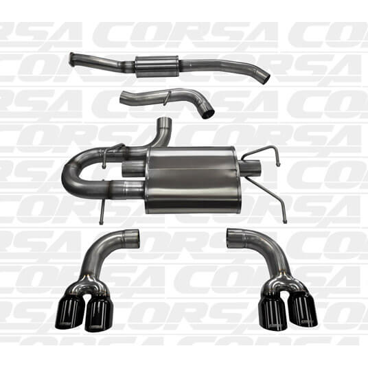 Corsa Sport Cat-Back Exhaust System w/ Quad Black Tips, 2008-2014 STi & 2011-2014 WRX (Hatch)