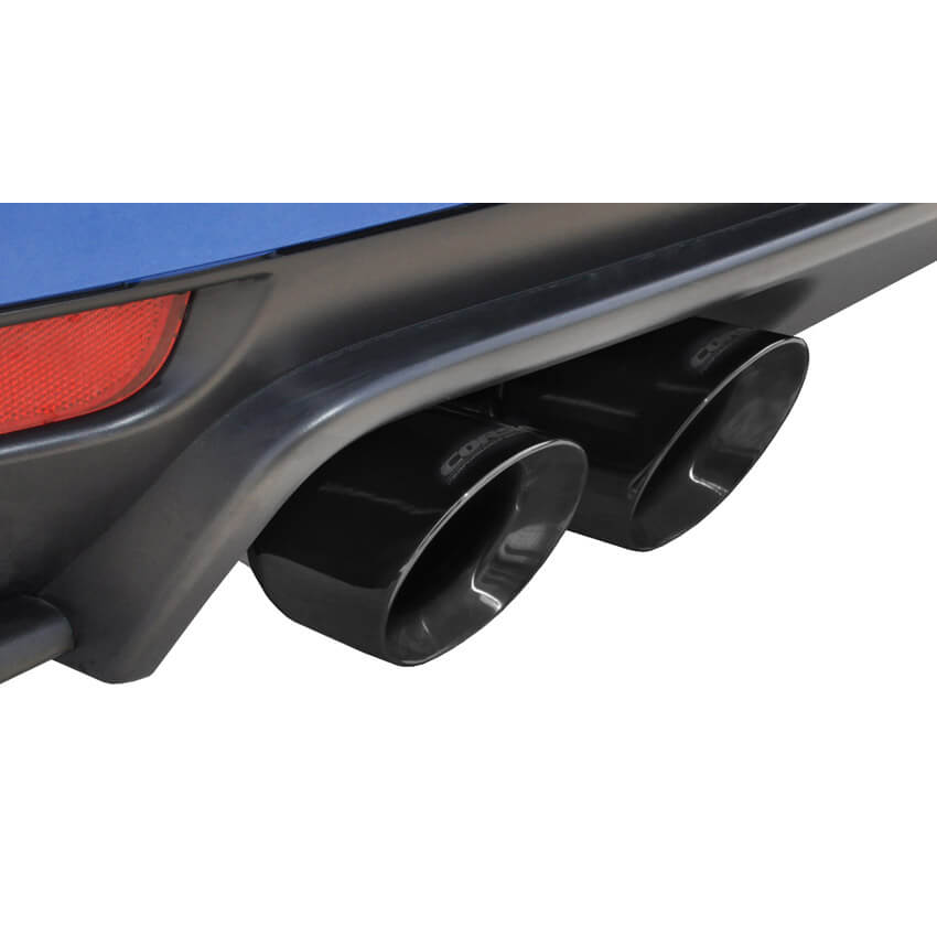 Corsa Sport Cat-Back Exhaust System w/ Quad Black Tips, 2008-2014 STi & 2011-2014 WRX (Hatch) - Angle 2
