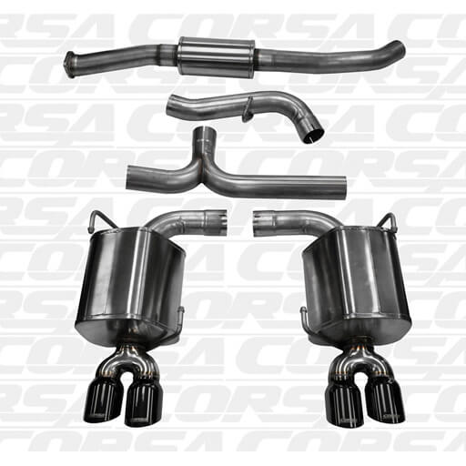 Corsa Sport Cat-Back Exhaust System w/ Quad Black Tips, 2011-2014 WRX & STi (Sedan)