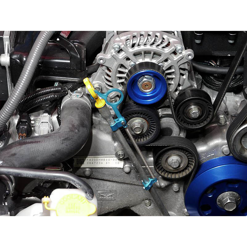 Cusco Billet Anodized Aluminum Engine Oil Dip Stick Holder (Blue), 2022-2026 BRZ & GR86 - Angle 2