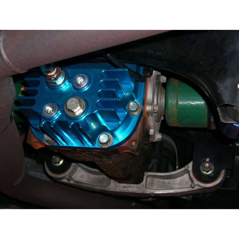 Cusco Rear Differential Cover (Blue, Increased Capacity), 2004-2021 STi - Angle 2
