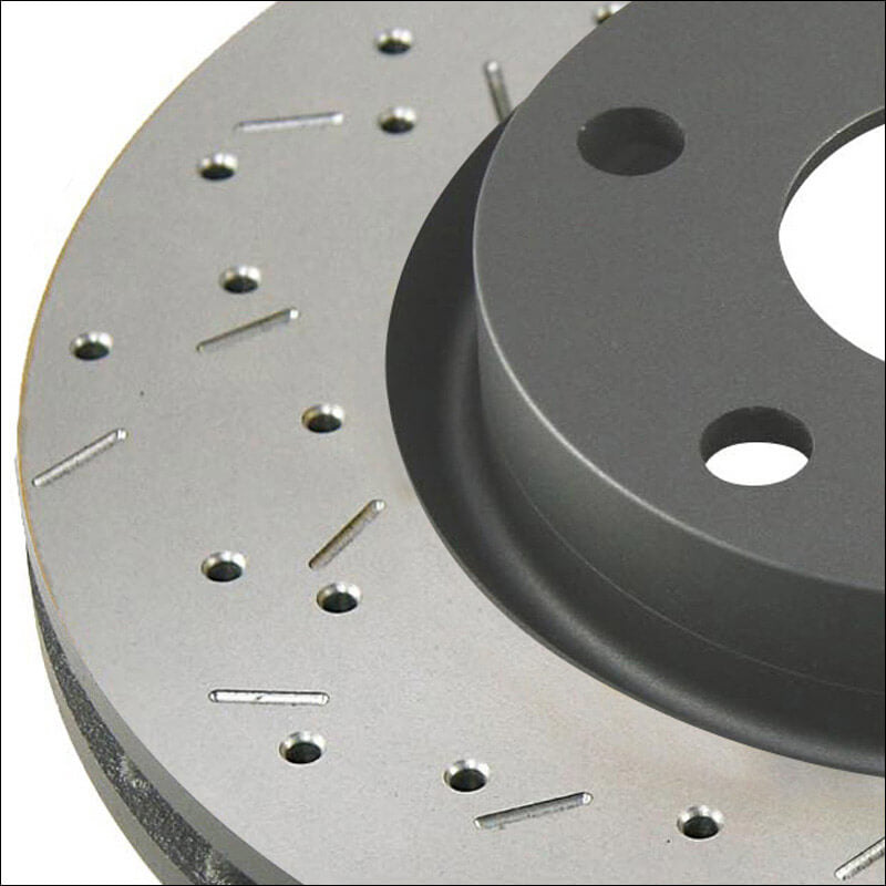 DBA 4000 XS Series Rear Rotors (Drilled & Slotted, Pair), 2016-2018 Focus RS