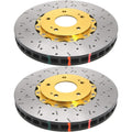 DBA 5000 Series 2-Piece Front Rotors (Drilled & Slotted, Gold, Pair), 2015-2019 WRX