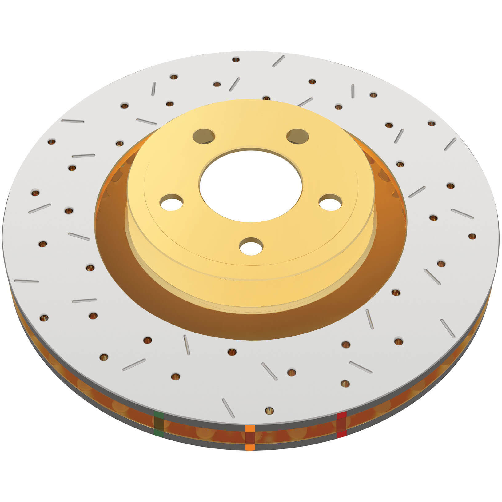 DBA Front 4000 Series Brake Rotor (Drilled & Slotted, Each), 2018-2021 STi & 2024+ WRX TR/TS
