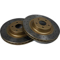 DBA Street Series Front Rotors (Drilled & Slotted, Gold, Pair), 2002-2014 WRX