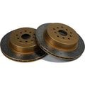 DBA Street Series Rear Rotors (Drilled & Slotted, Gold, Pair), 2002-2005 WRX