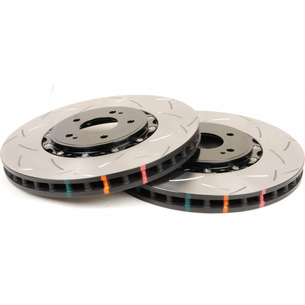 DBA T3 5000 Series 2-Piece Front Rotors (Slotted, Black, Pair), 2003-2006 EVO 8 & 9
