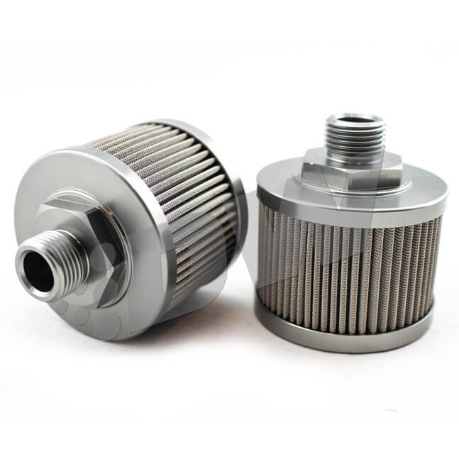 DeatschWerks Fuel Pump Pre-Filter (8AN, 100 Micron, Fits DW 9-350 Pump) - Angle 2