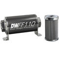 DeatschWerks In-Line Fuel Filter (100 Micron, 8AN fittings, 110mm)