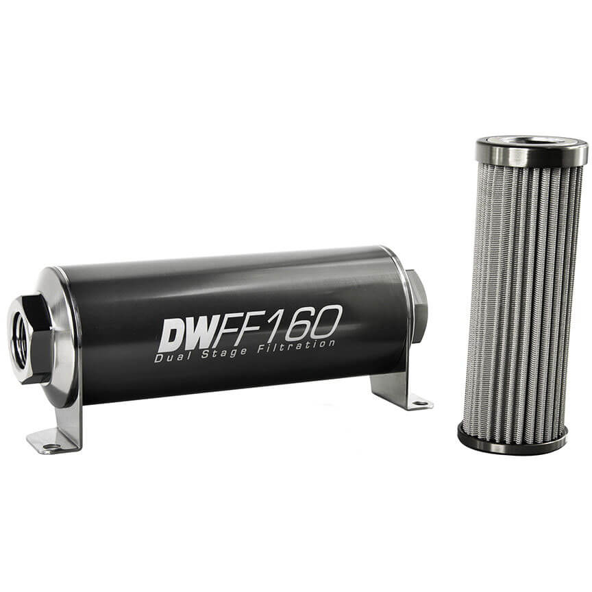 DeatschWerks In-Line Fuel Filter (100 Micron, 8AN fittings, 160mm)