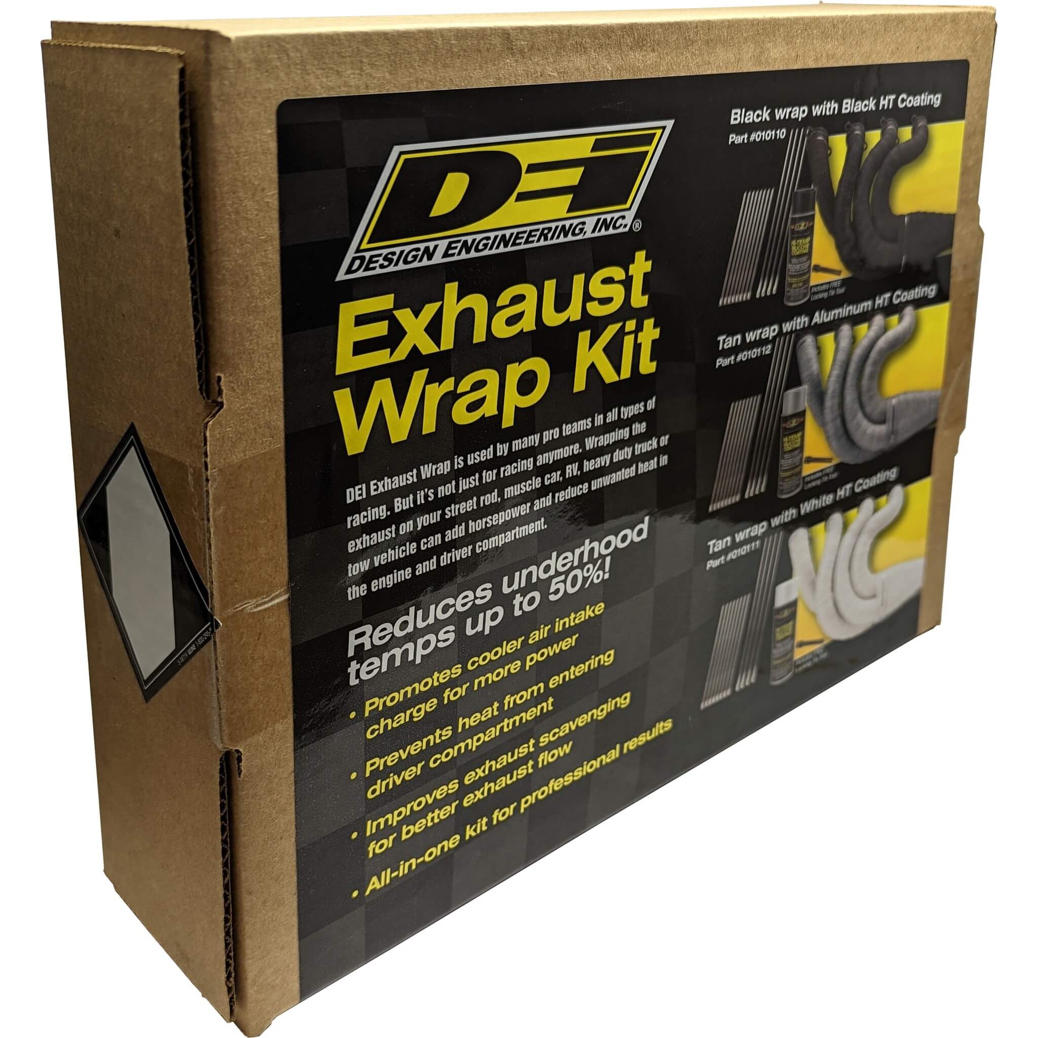 DEI Exhaust Wrap Kit (Tan Wrap, Aluminum Spray, Ties) - Angle 2
