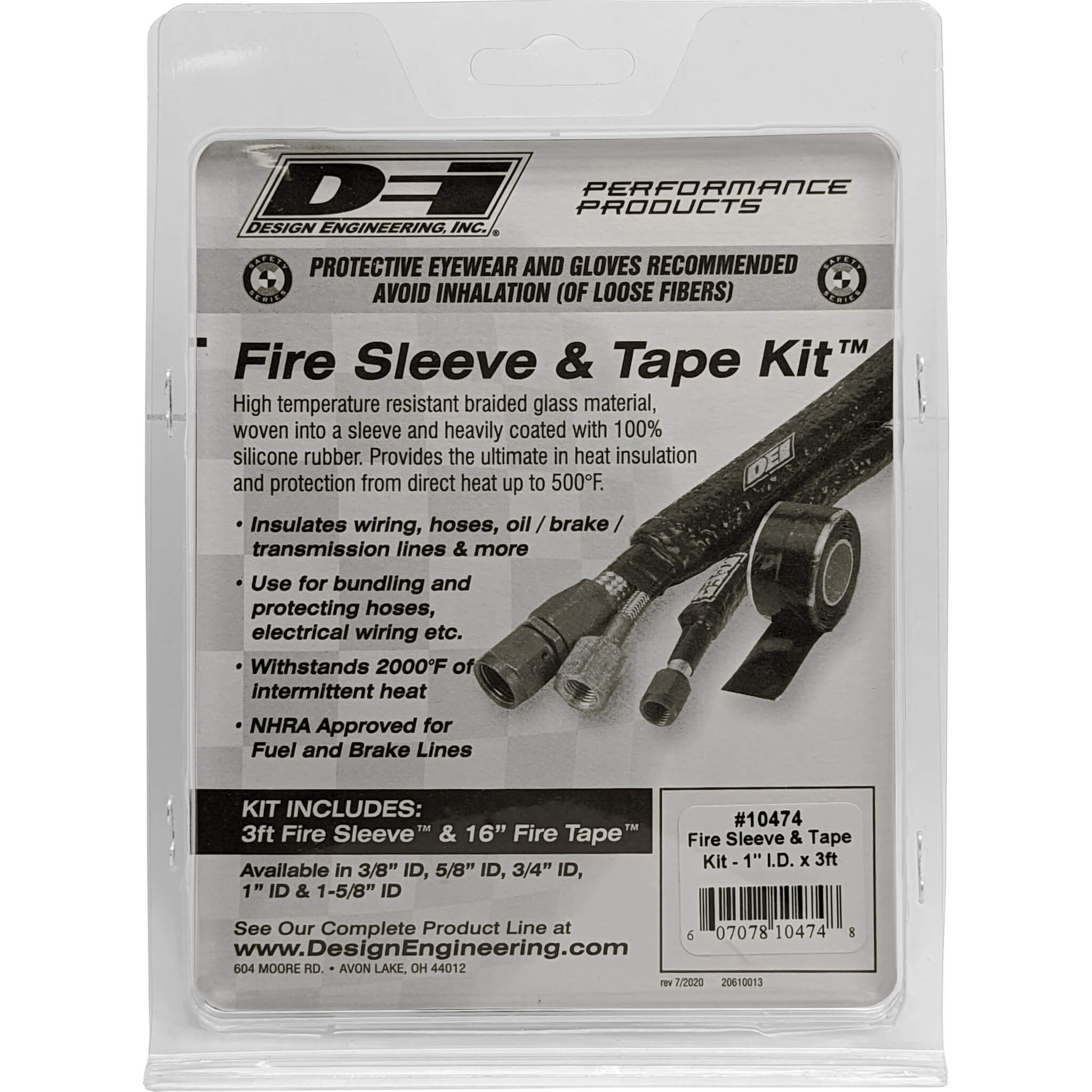 DEI Fire Sleeve & Tape Kit (1in I.D. x 3ft) - Angle 3