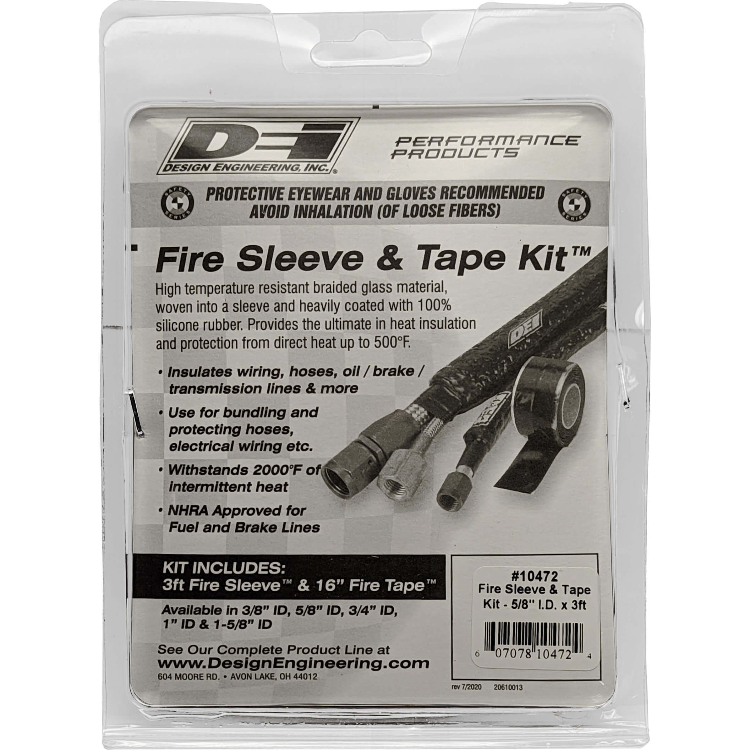 DEI Fire Sleeve & Tape Kit (5/8in I.D. x 3ft) - Angle 3