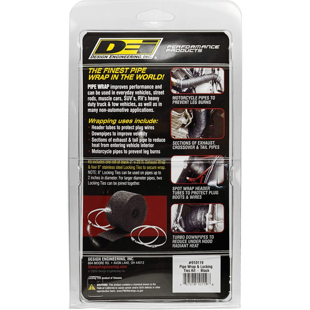DEI Pipe Wrap Kit (2in x 25ft, Black, w/ Ties) - Angle 3