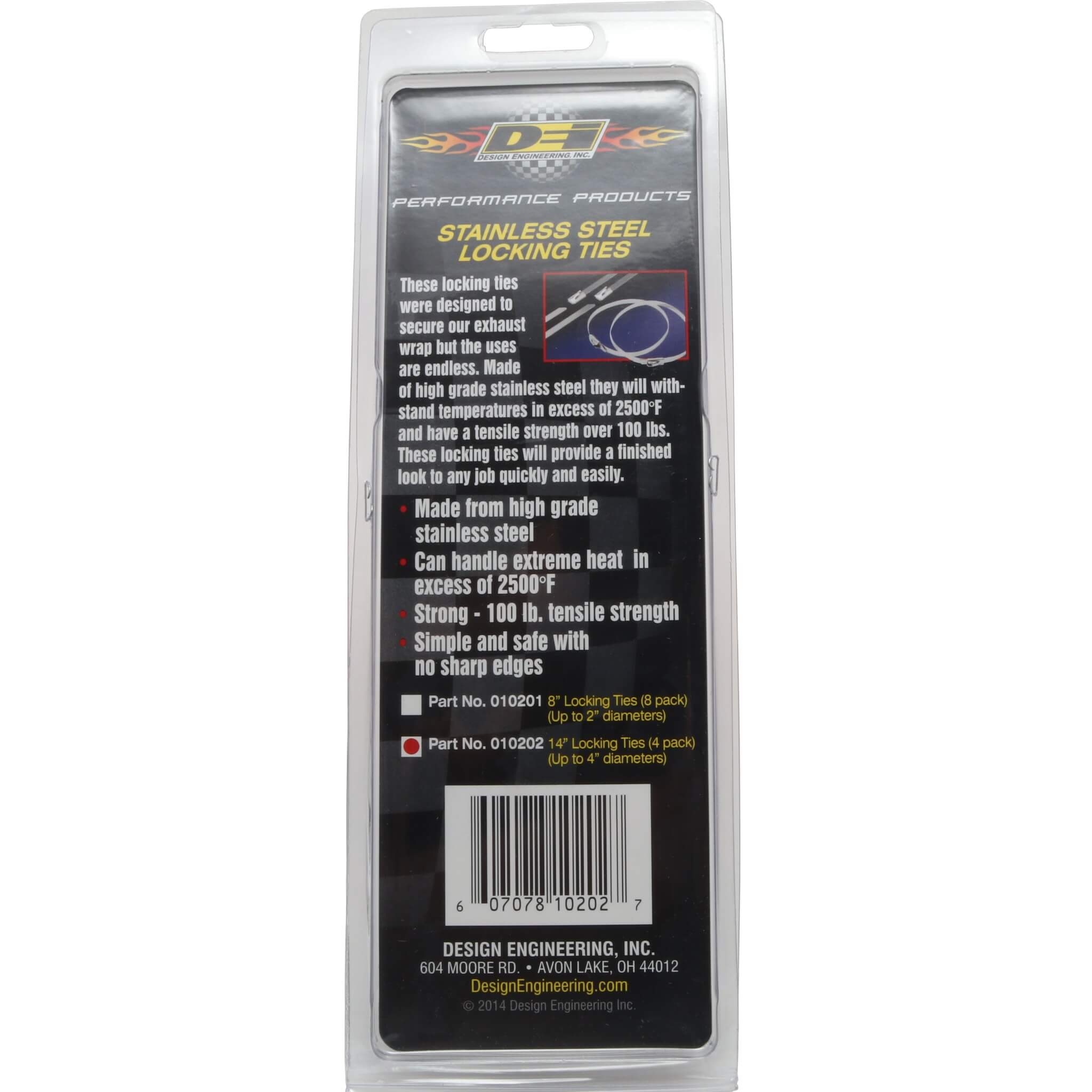 DEI Stainless Steel Locking Ties (14in, Pack/4) - Angle 3