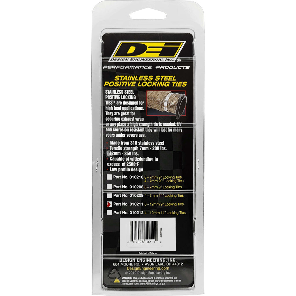DEI Stainless Steel Positive Lock Ties (12mm x 9in, Pack/8) - Angle 3