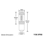 Diode Dynamics 1156 XP80 LED Bulb (Red, Single) - Angle 3