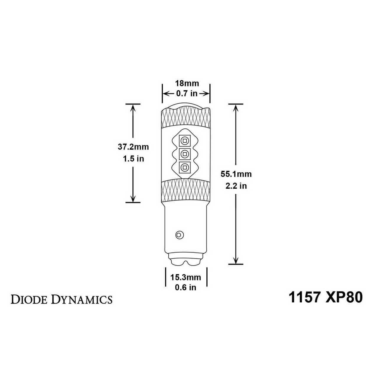 Diode Dynamics 1157 XP80 LED Bulb (Amber, Single), 2008-2014 WRX & STi - Angle 3