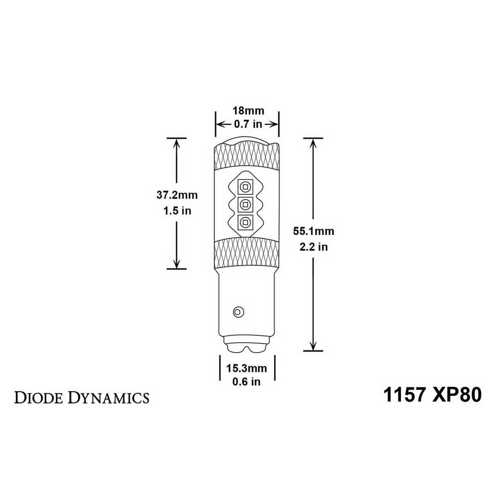 Diode Dynamics 1157 XP80 LED Bulb (Red, Single) - Angle 3